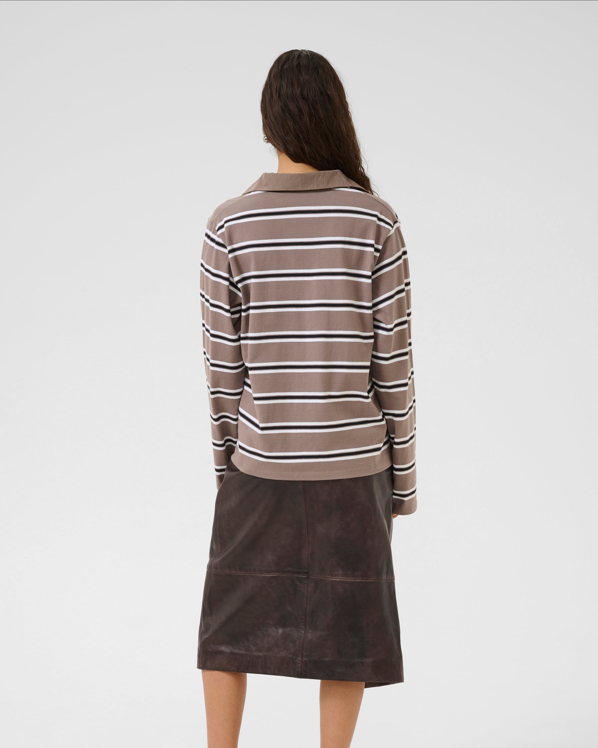 Karen by Simonsen Zuelma Striped Polo Long Sleeve Tops