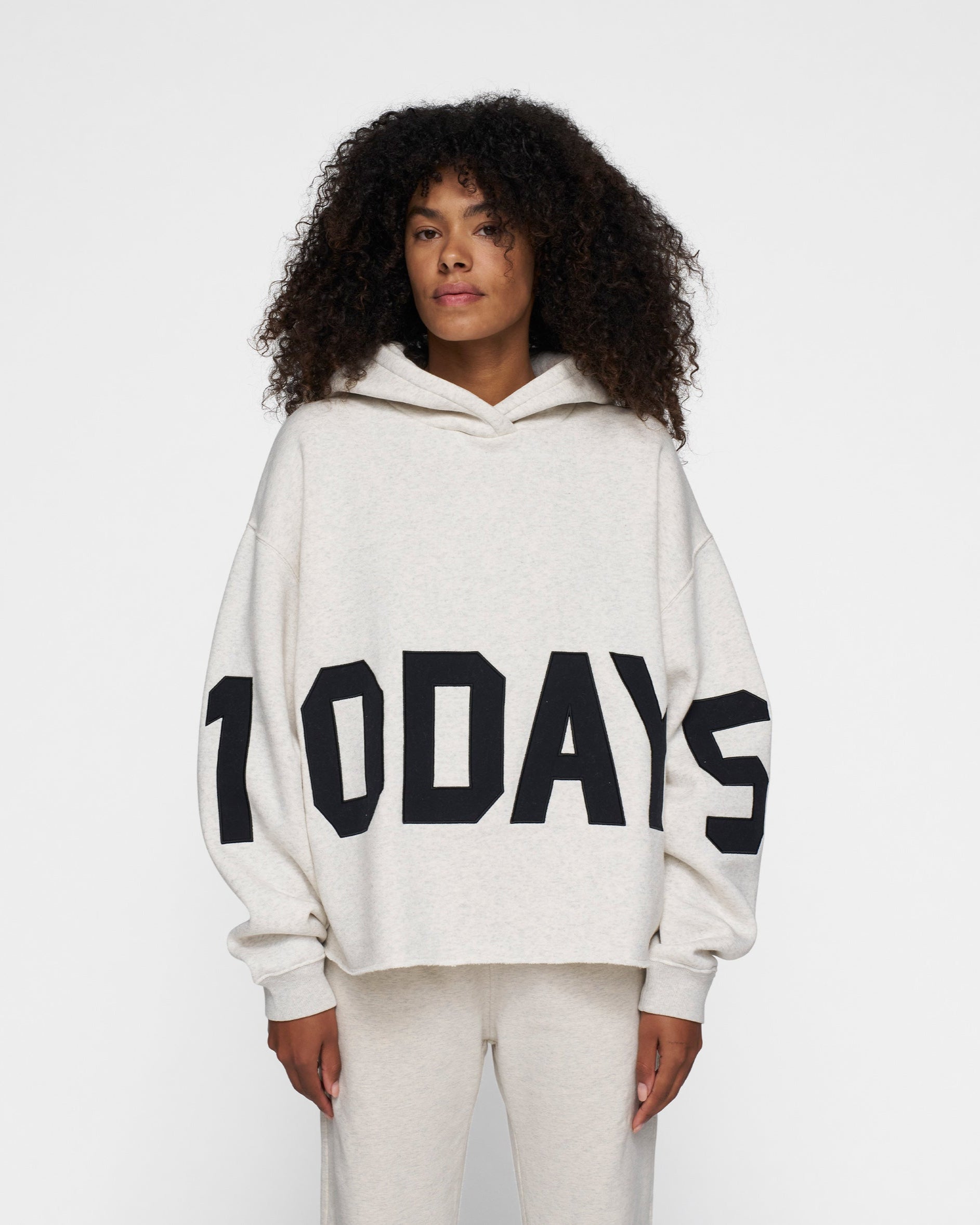 10DAYS The Statement Logo Hoodie Soft White Melange Truien & Vesten