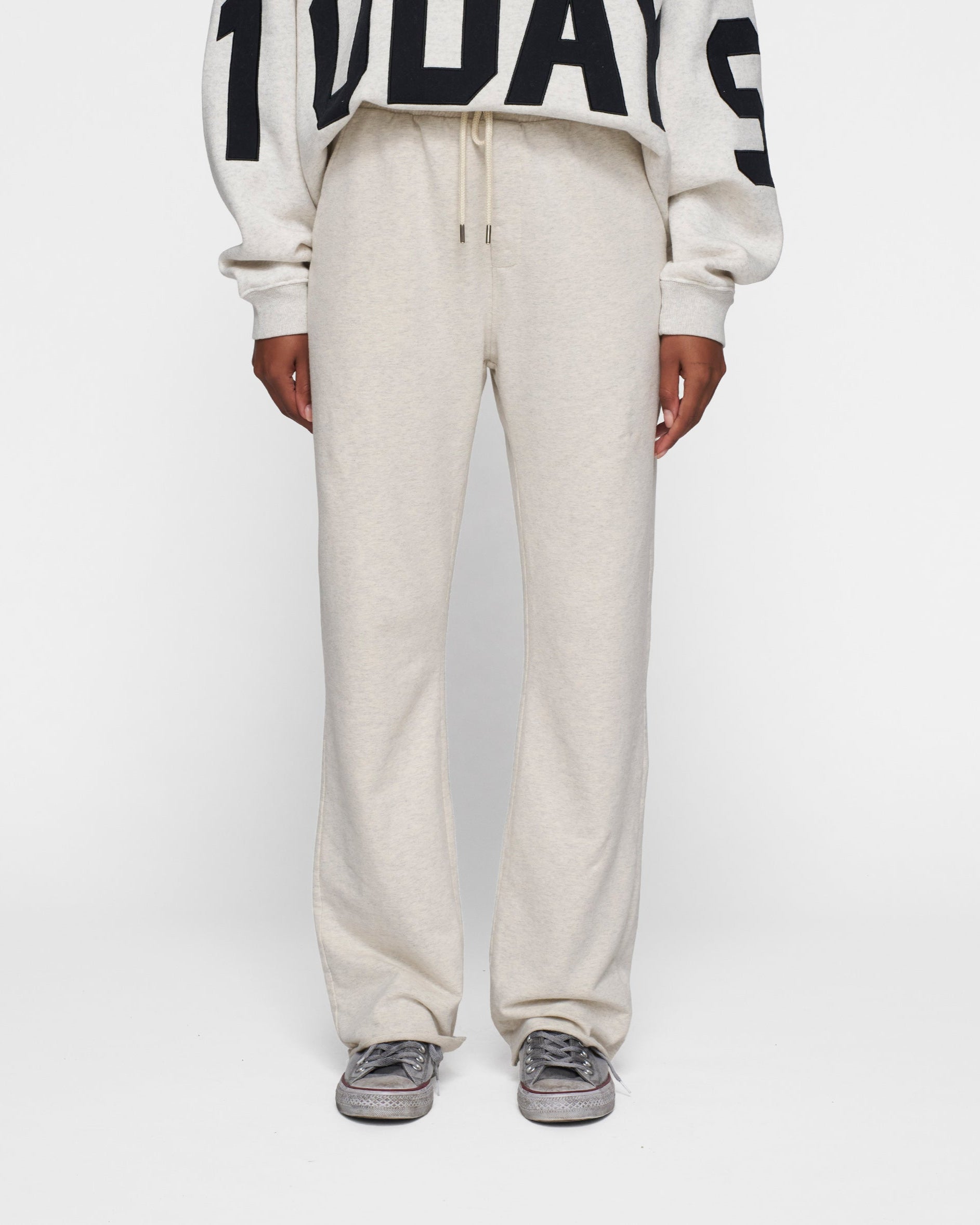 10DAYS The Straight Jogger Soft White Melange Broeken
