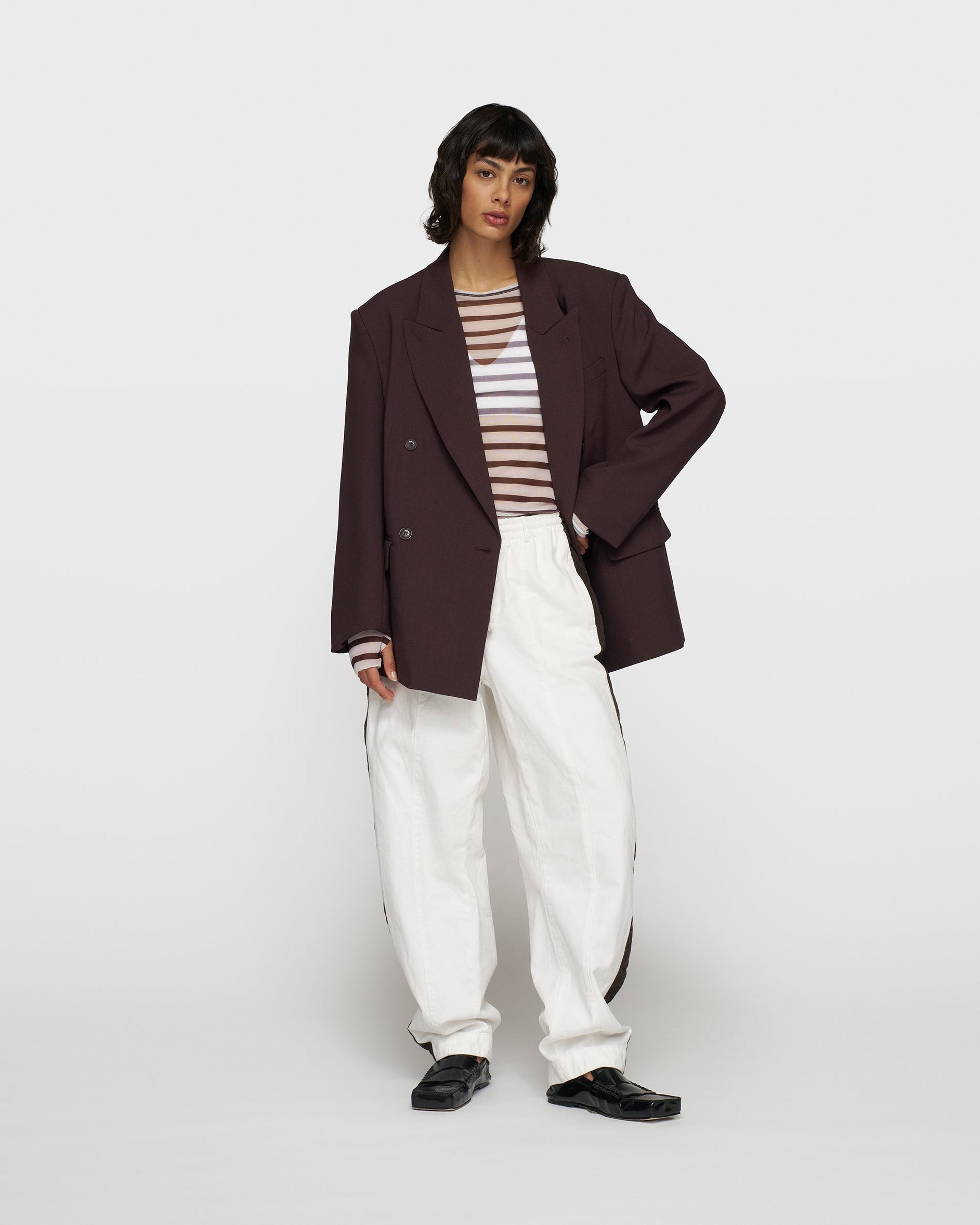 10DAYS Mesh Long Sleeve Stripes T-shirts