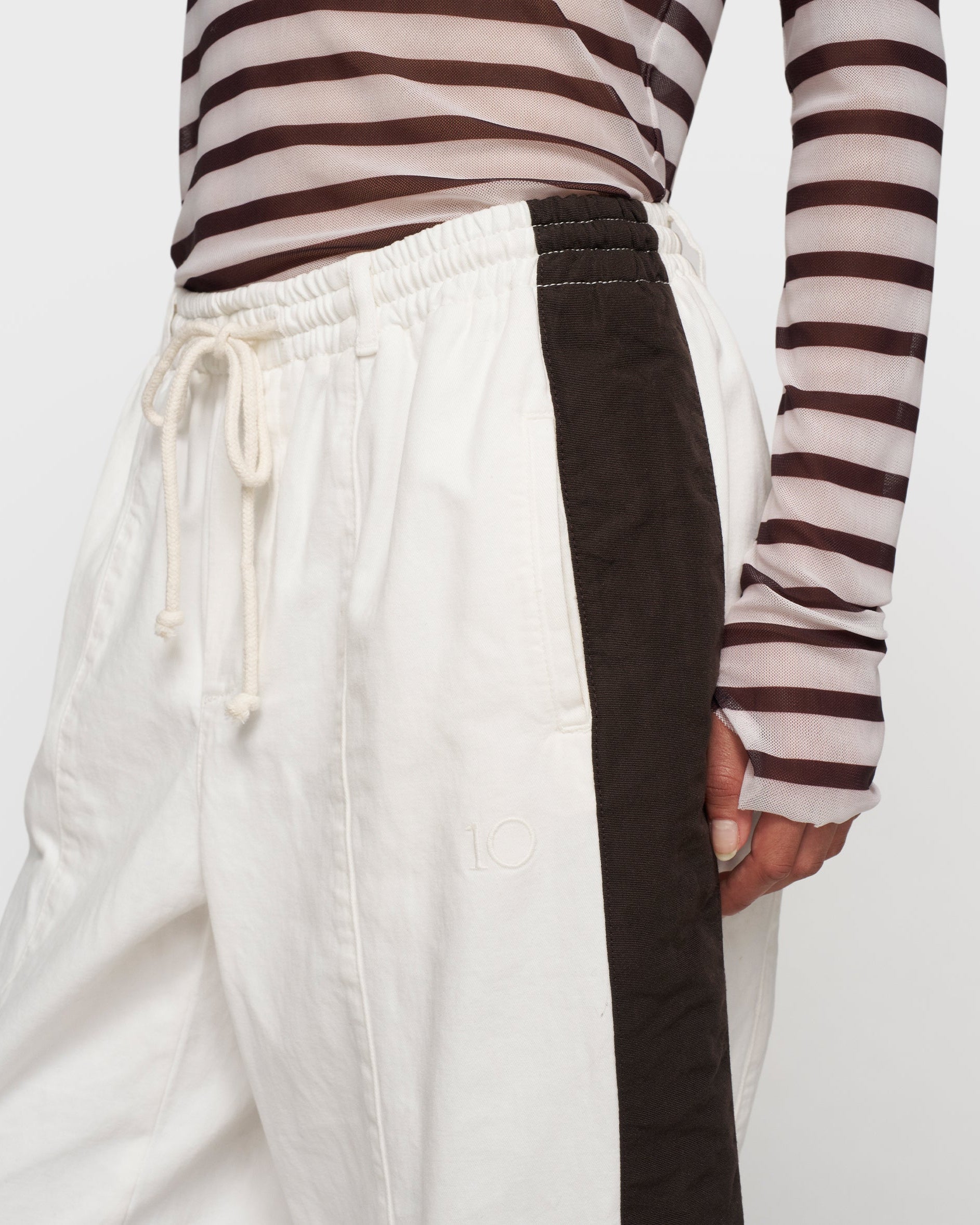 10DAYS Mesh Long Sleeve Stripes T-shirts