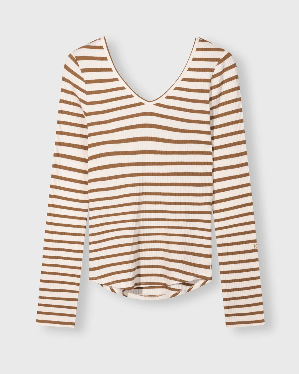 10DAYS V-neck Long Sleeve Ecru Suede T-shirts