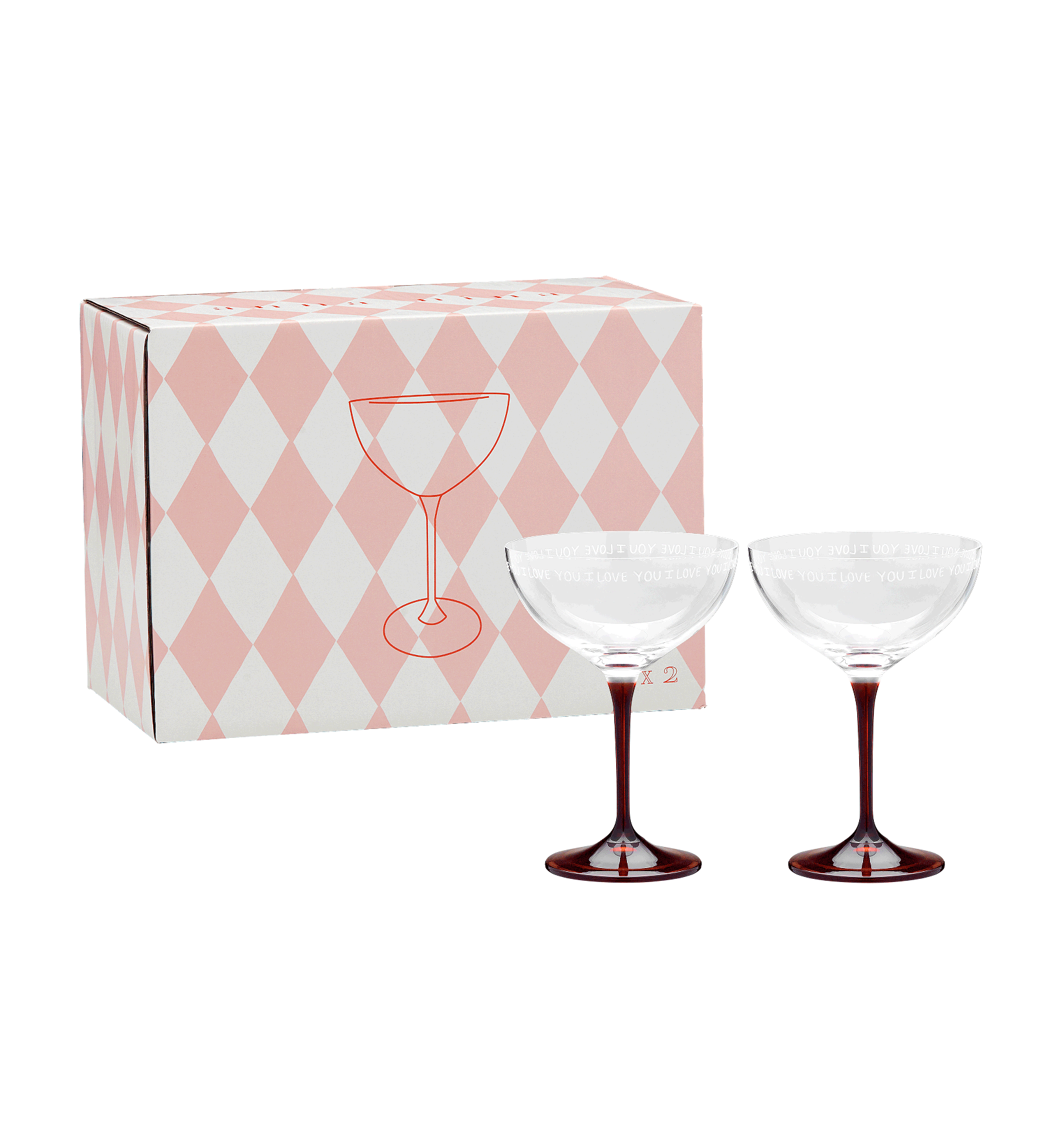 Anna + Nina I Love You Champagne Glass Set of 2 Accessoires