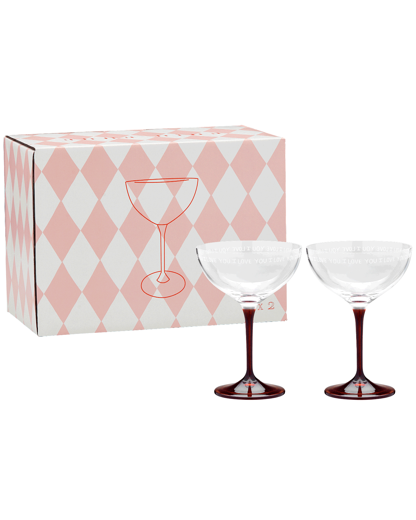 Anna + Nina I Love You Champagne Glas (2 stuks) Accessoires