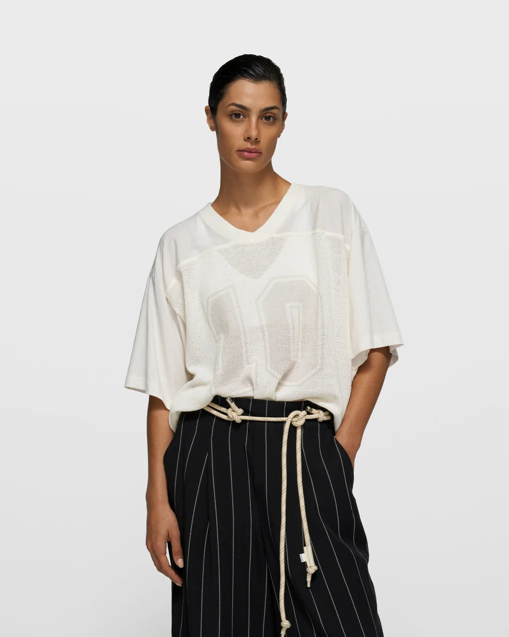 10DAYS Mesh Baseball T-Shirt Ecru T-shirts