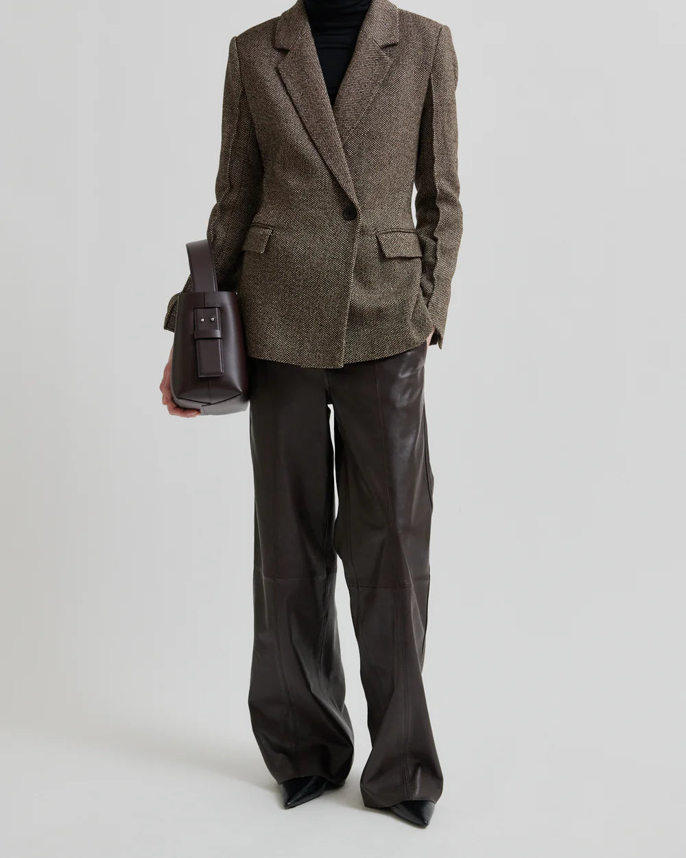 Second Female Letho Leather Straight Trousers Broeken