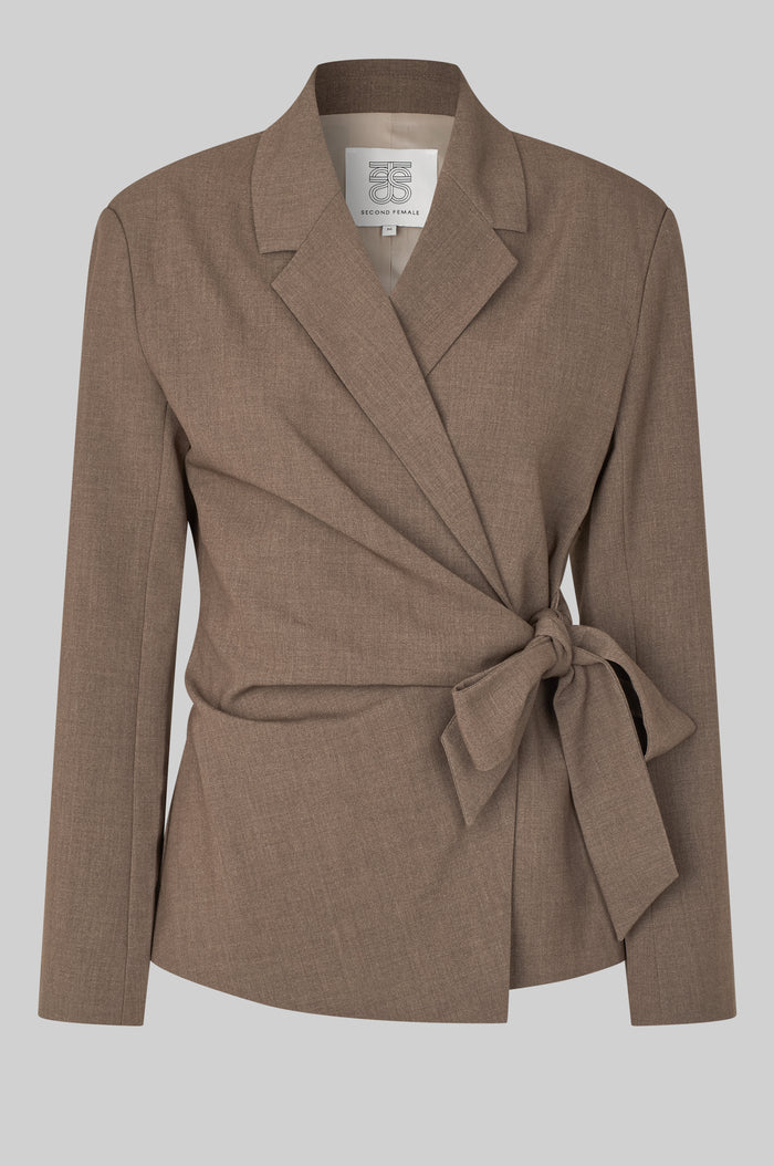Second Female Dakota Wrap Blazer Mid Brown Melange Blazers & Jasjes