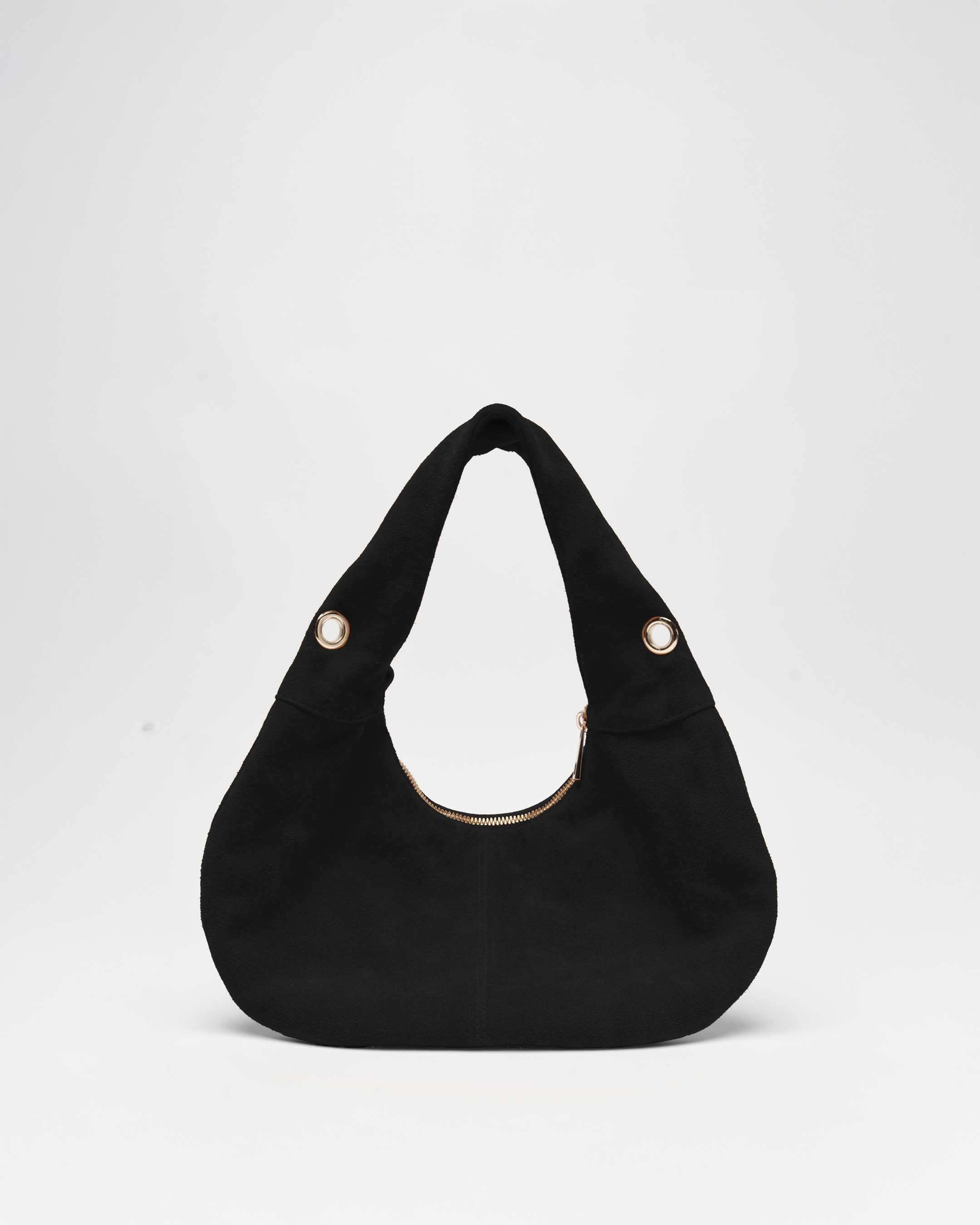 Núnoo Mini Gabi Suede Fringe Black w. Gold Tassen