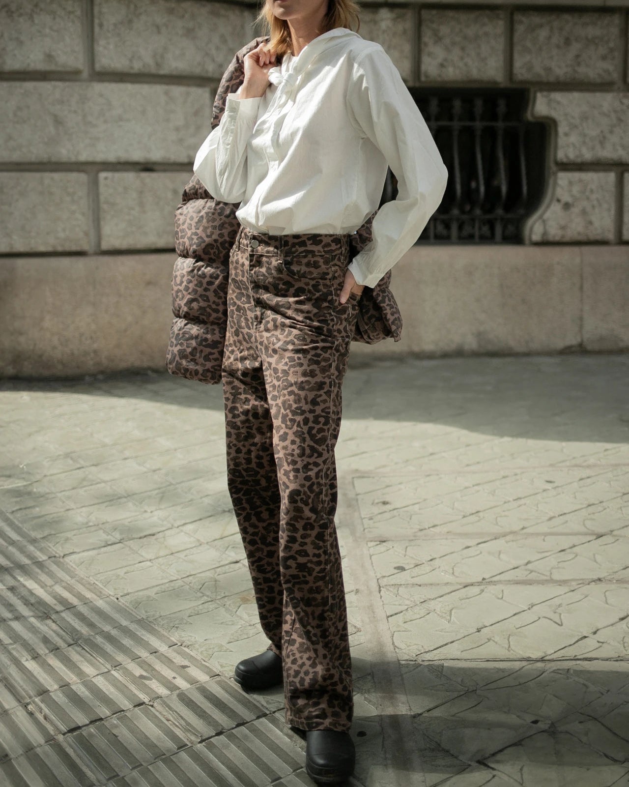 The Tiny Big Sister Animal Print Berta Long Denim Jeans