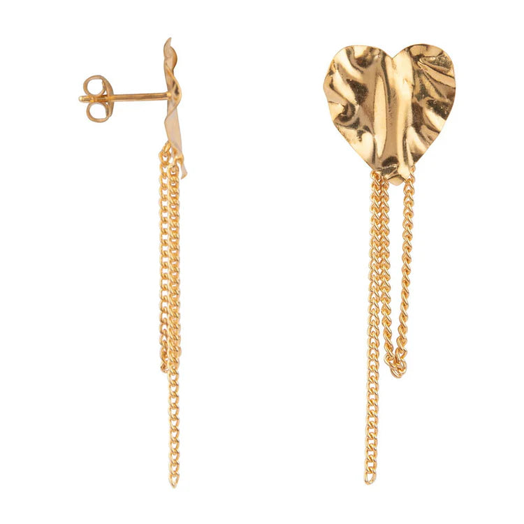 Betty Bogaers Folded Heart Stud Chain Earring