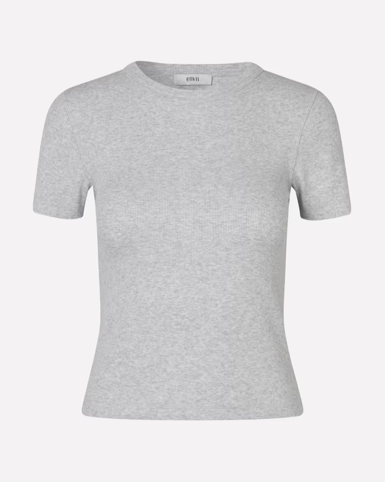 Envii T-shirt Enally korte mouw Light Grey Melange T-shirts
