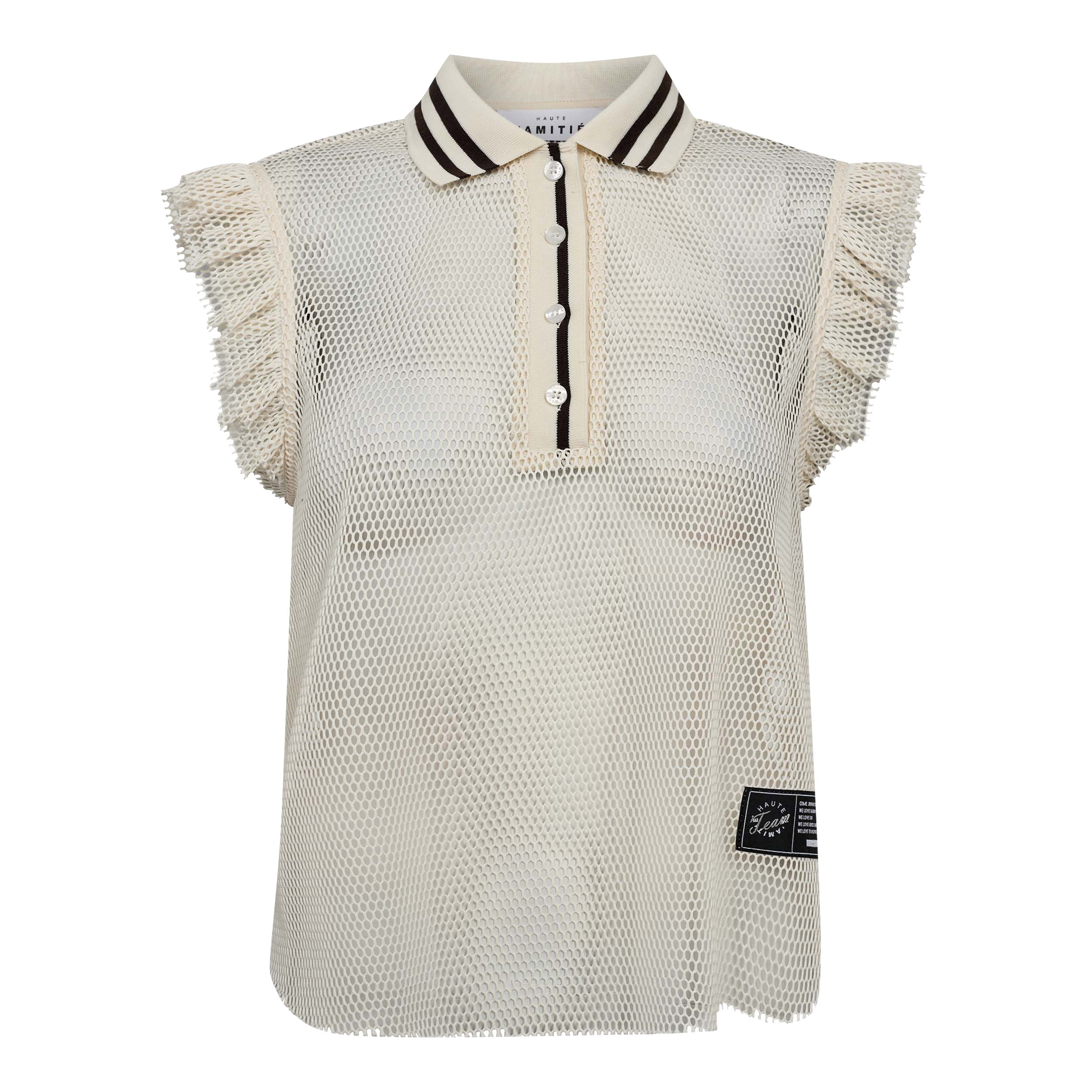 Haute L'amitié Polo Net Frill Off-White T-shirts