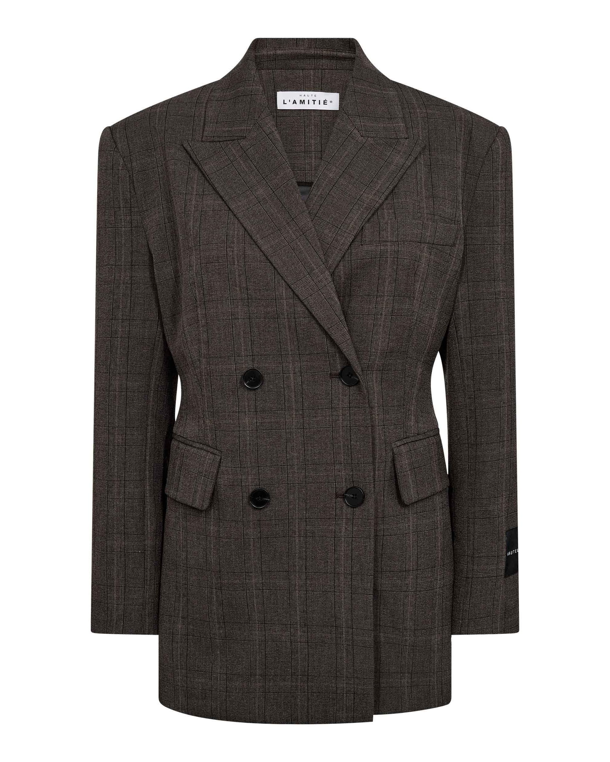 Haute L'amitié Waist Fit Check Blazer Mocca