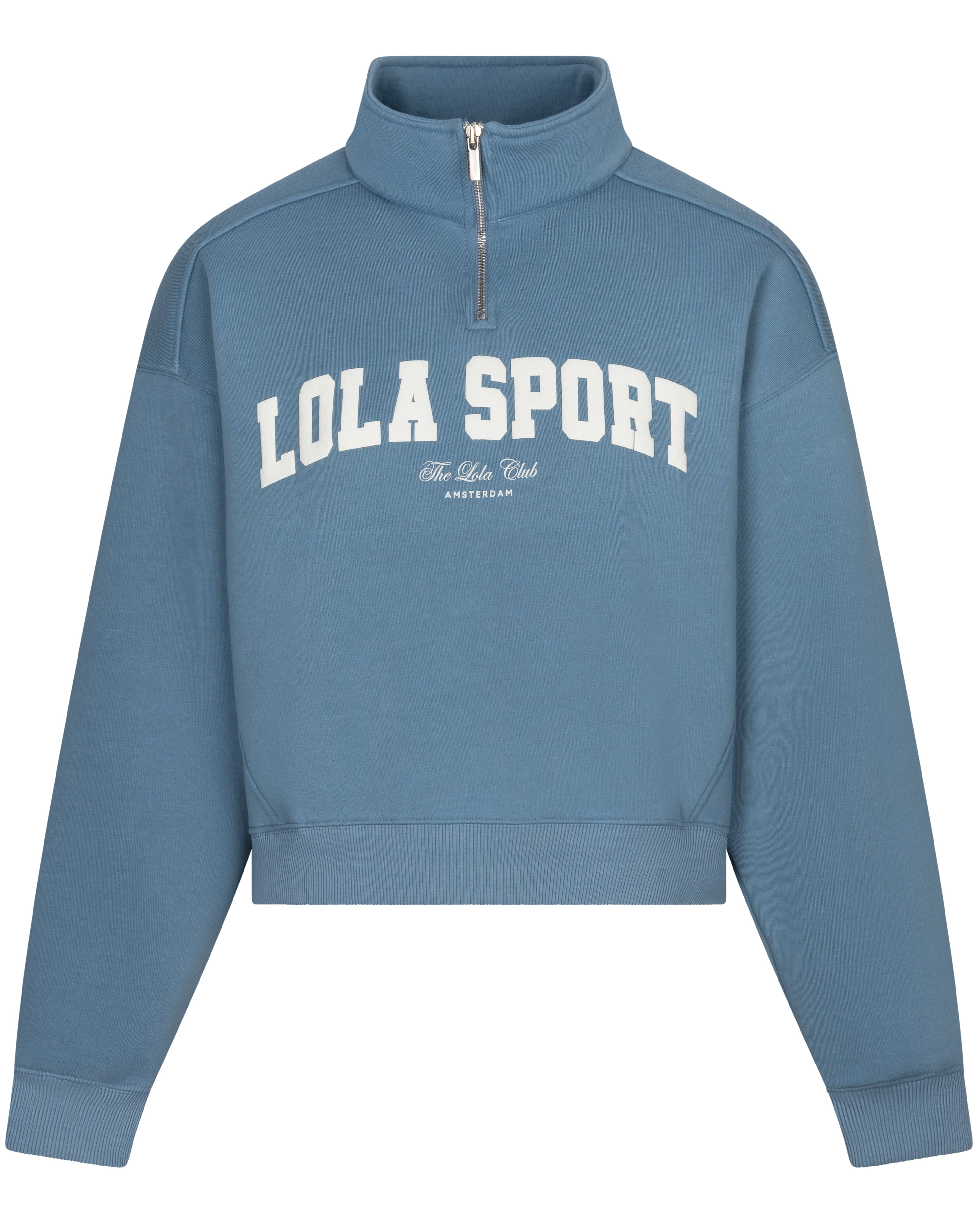 The Lola Club Jayla Half Zip Sweater Denim Blue Truien & Vesten