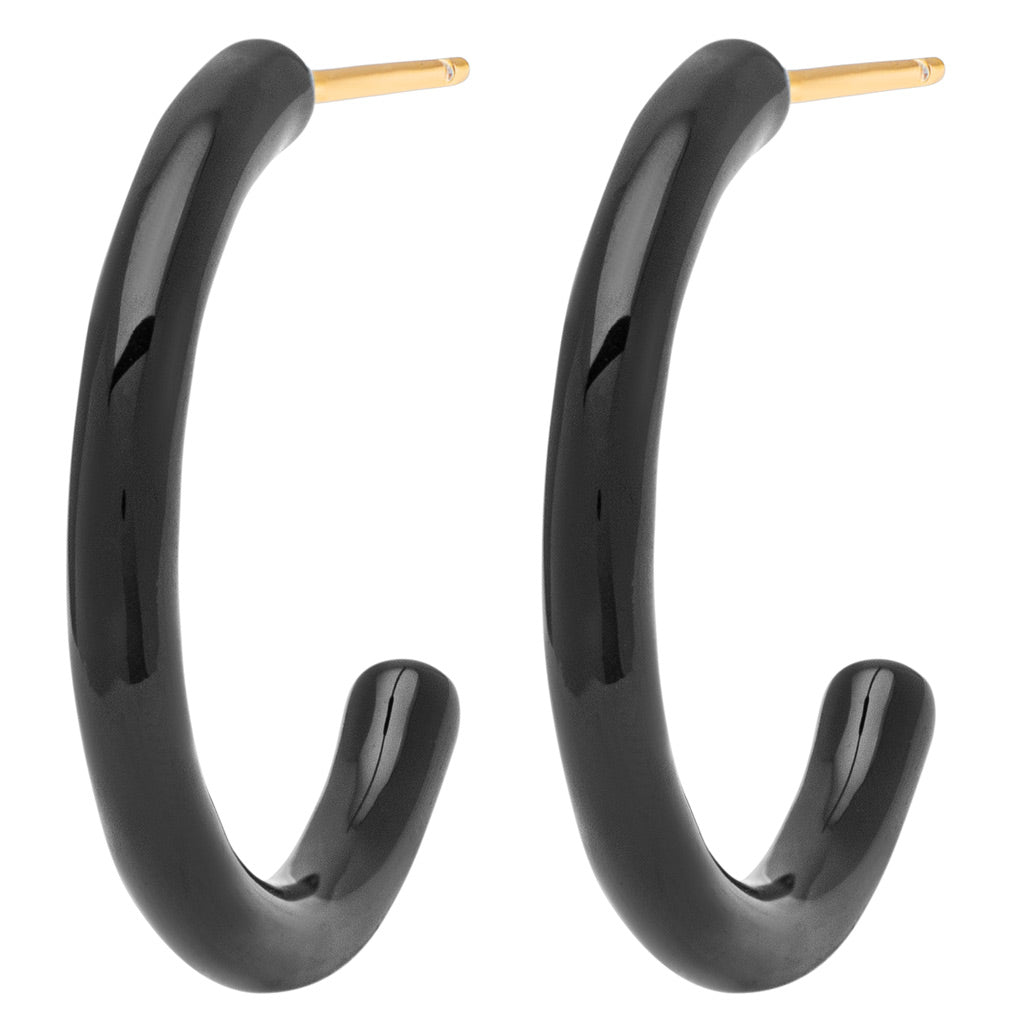 LuLu Copenhagen Color Hoops Medium pair Black Onesize Accessoires