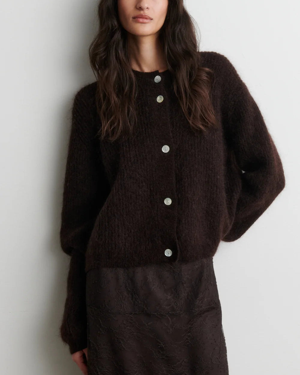 Second Female Andrea Knit Rib LS Cardigan