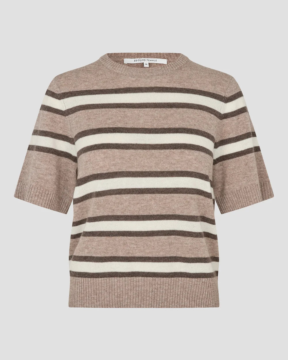 Second Female Vilna Knit SS O-Neck Light Beige Melange
