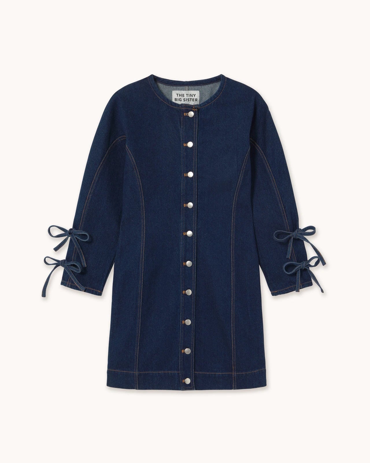 The Tiny Big Sister Lace Denim Mini Dress Navy Jurken