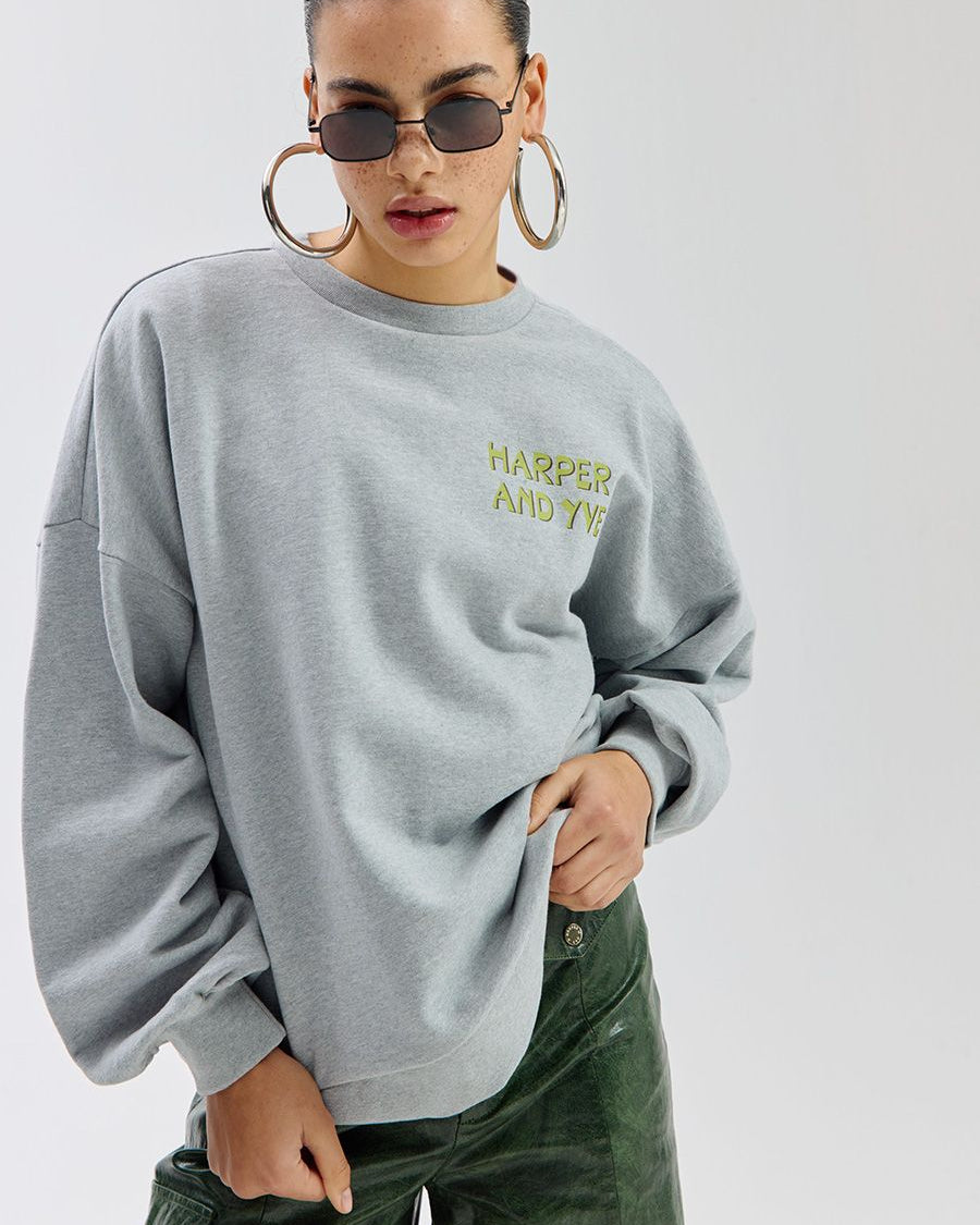 Harper & Yve Club Avocado Sweater Grey Melange