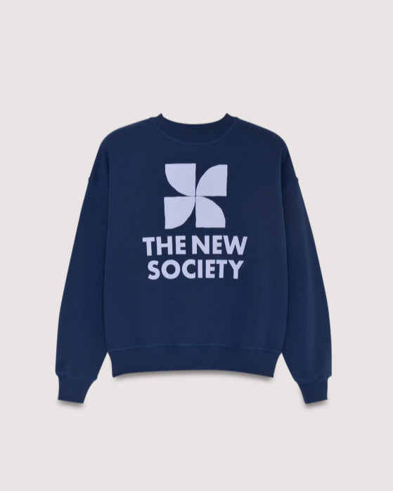 The New Society Logo Sweatshirt Infinite Navy Truien & Vesten