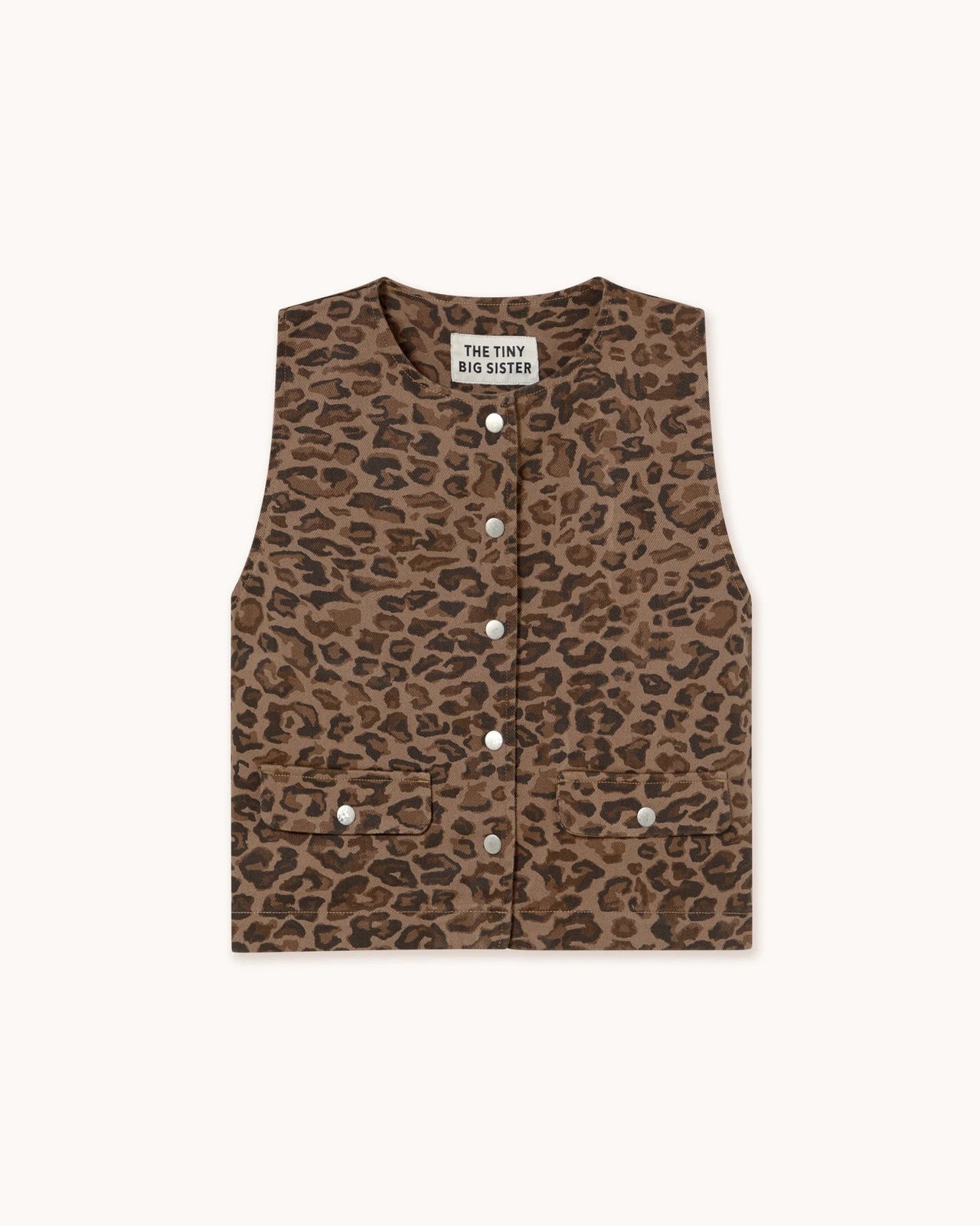 The Tiny Big Sister Animal Print Vest Mocha Truien & Vesten