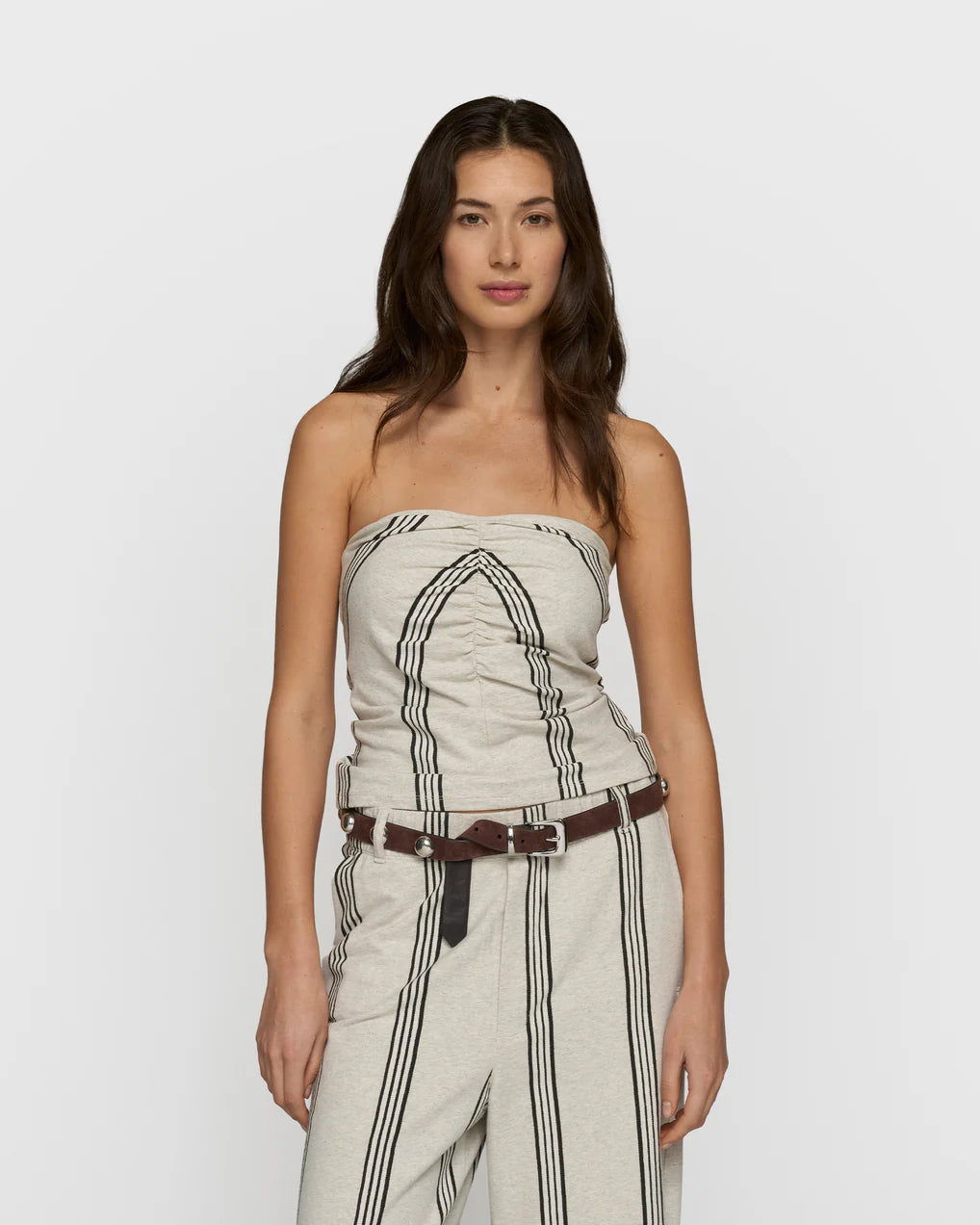 10DAYS Strapless Top Stripes Tops