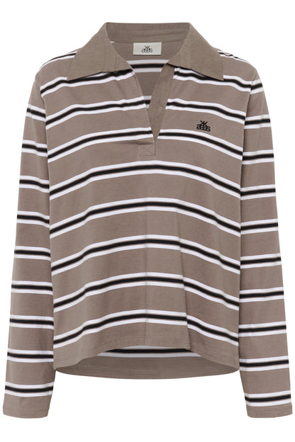 Karen by Simonsen Zuelma Striped Polo Long Sleeve Zuelma stripe - falcon Tops