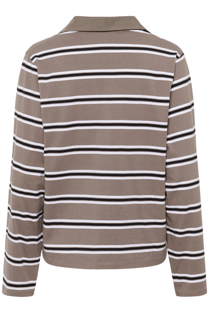 Karen by Simonsen Zuelma Striped Polo Long Sleeve Tops