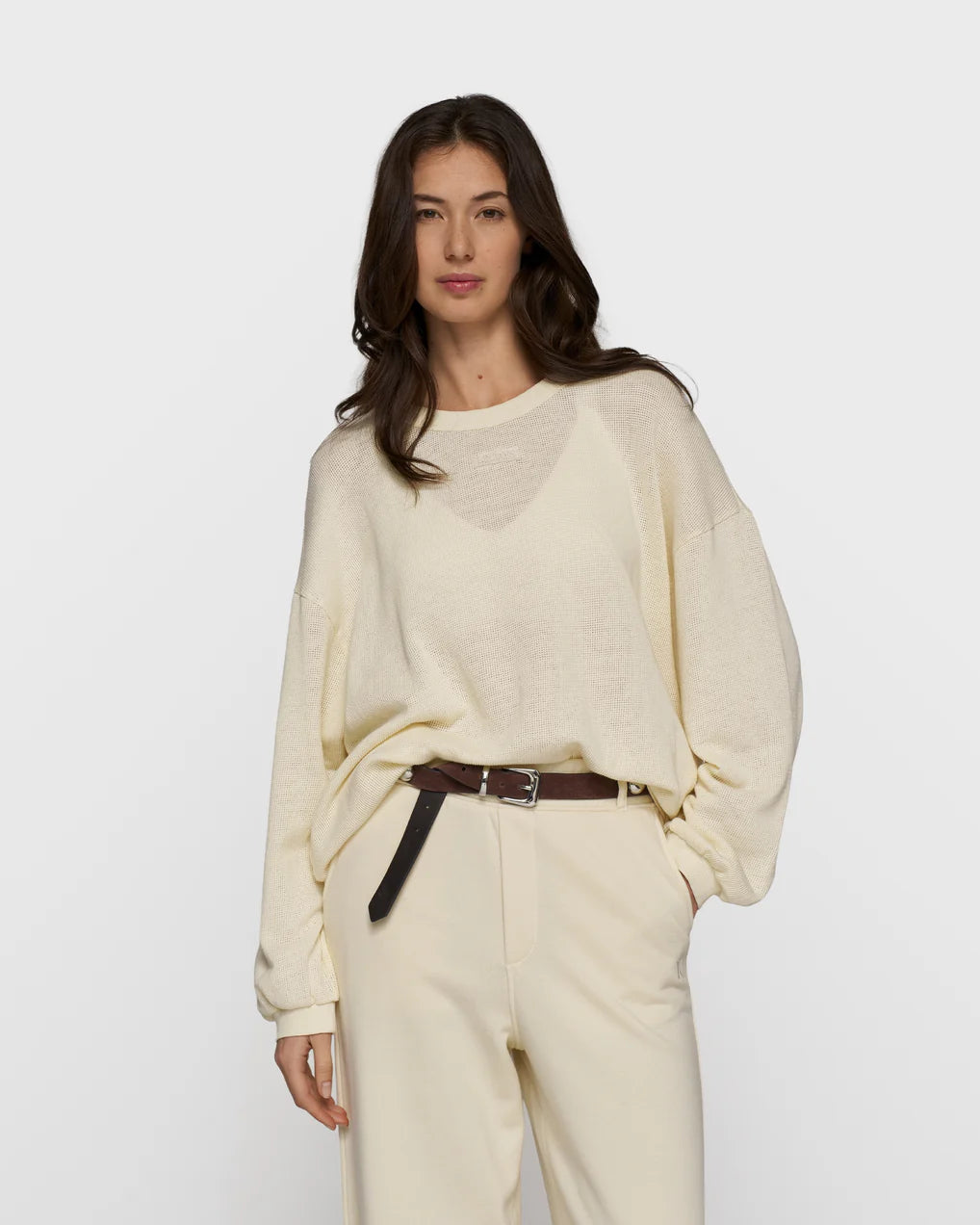 10DAYS Mesh Sweater Soft Vanilla Truien & Vesten