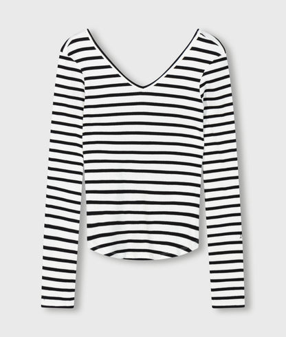 10DAYS T-shirt lange mouwen Ecru Black Tops