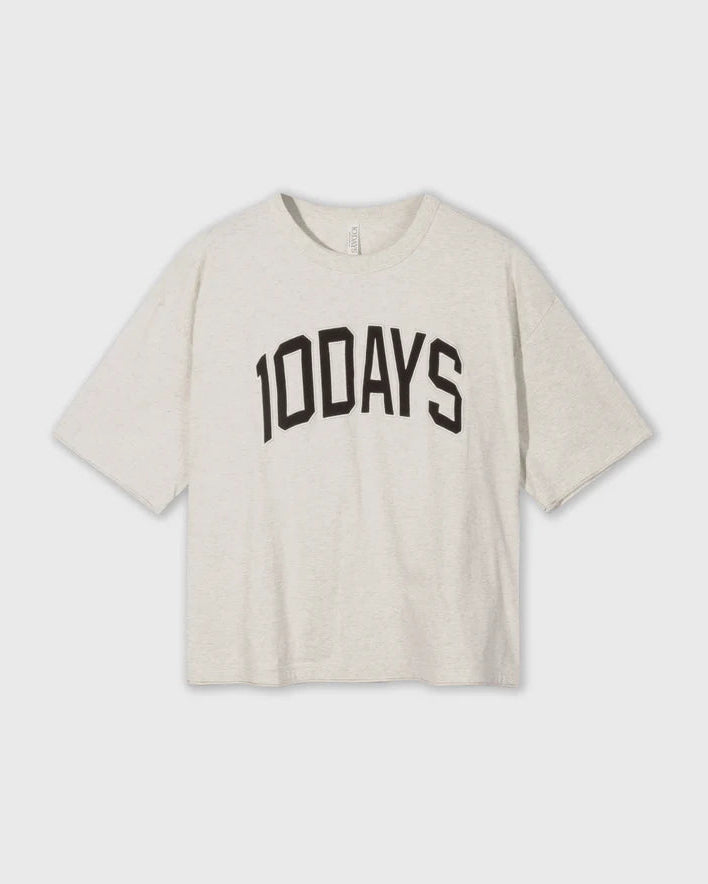 10DAYS Baseball T-shirt Soft White Melange T-shirts