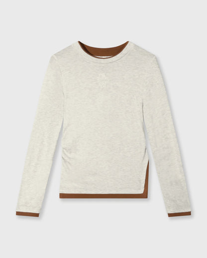 10DAYS Longsleeve T-shirt Rib Soft White Melange T-shirts