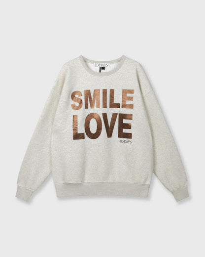 10DAYS Statement Sweater Smile Love Soft White Melange Truien & Vesten