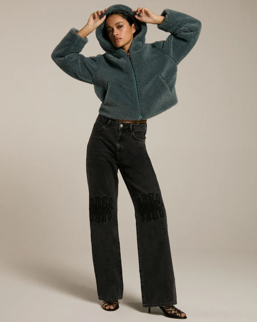 Homage to Denim Straight Leg Jeans met Knie Detail Jeans