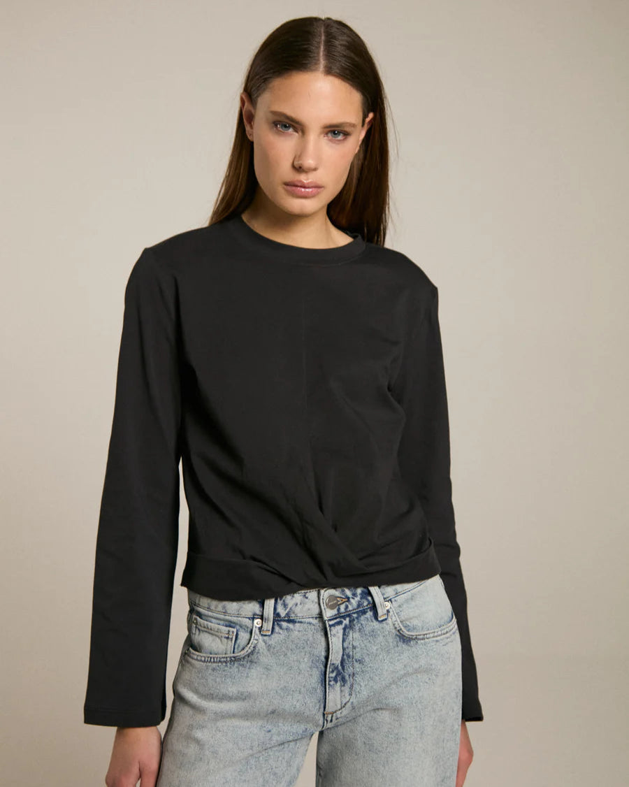 Homage to Denim Long Sleeve Tee met Knoopdetail T-shirts