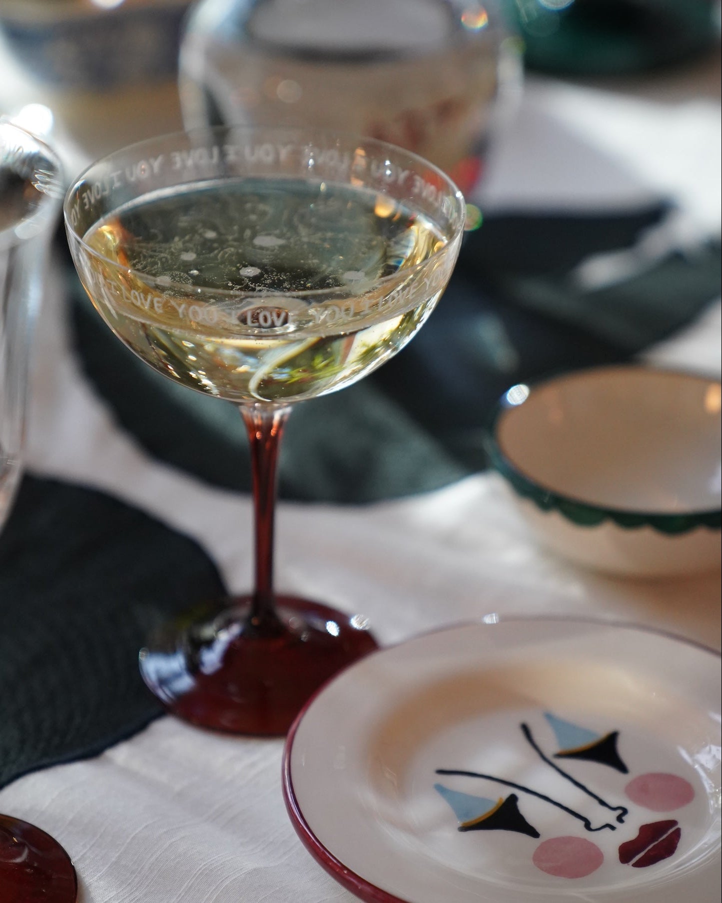 Anna + Nina I Love You Champagne Glas (2 stuks) Accessoires