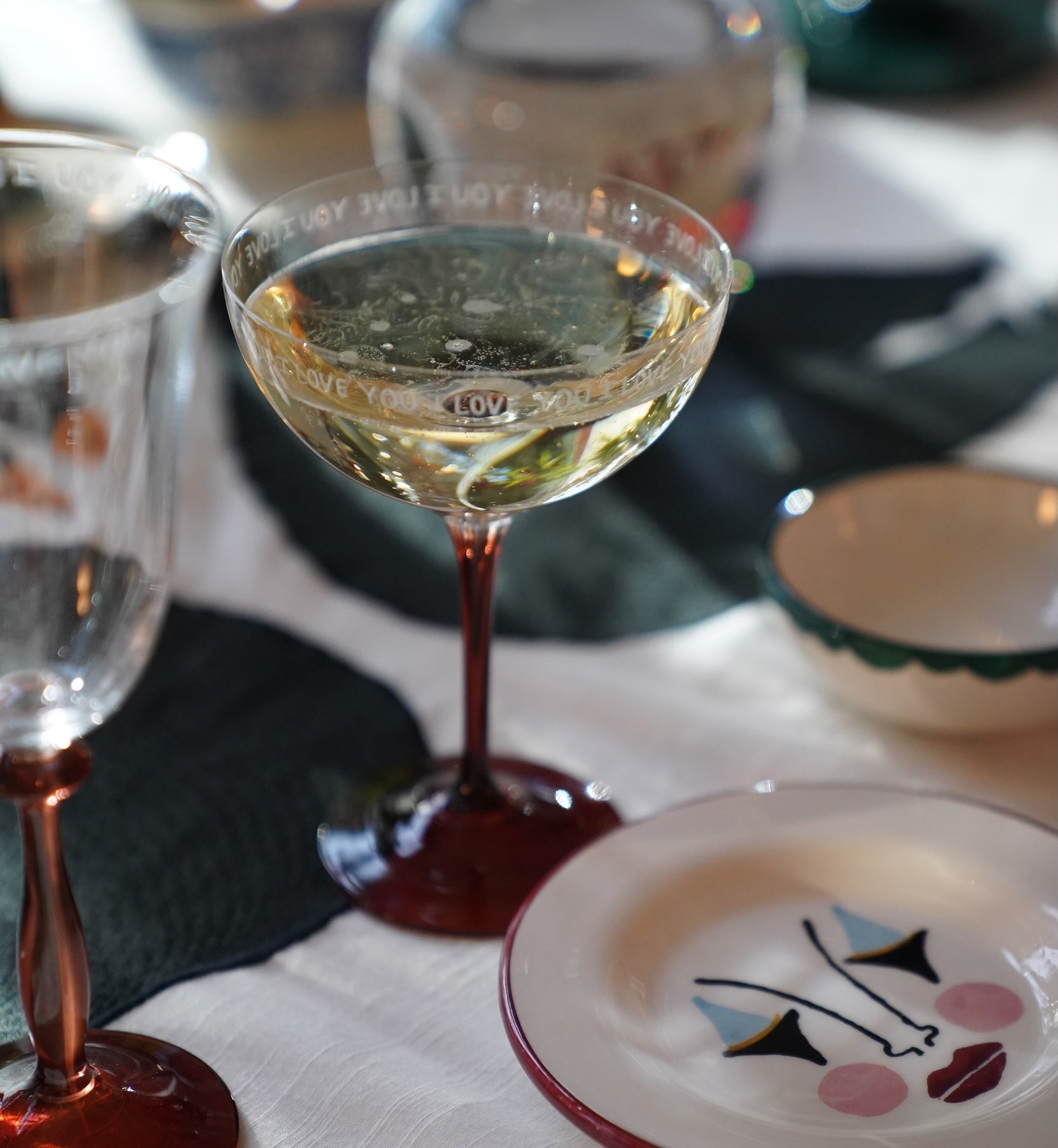 Anna + Nina I Love You Champagne Glass Set of 2 Accessoires