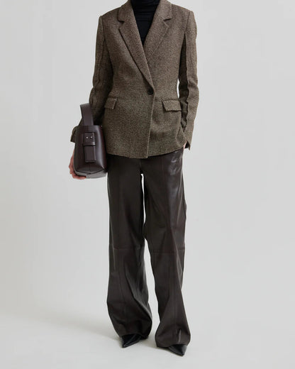 Second Female Letho Leather Straight Trousers Broeken