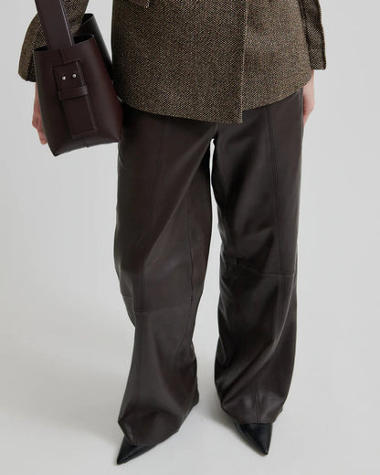 Second Female Letho Leather Straight Trousers Broeken