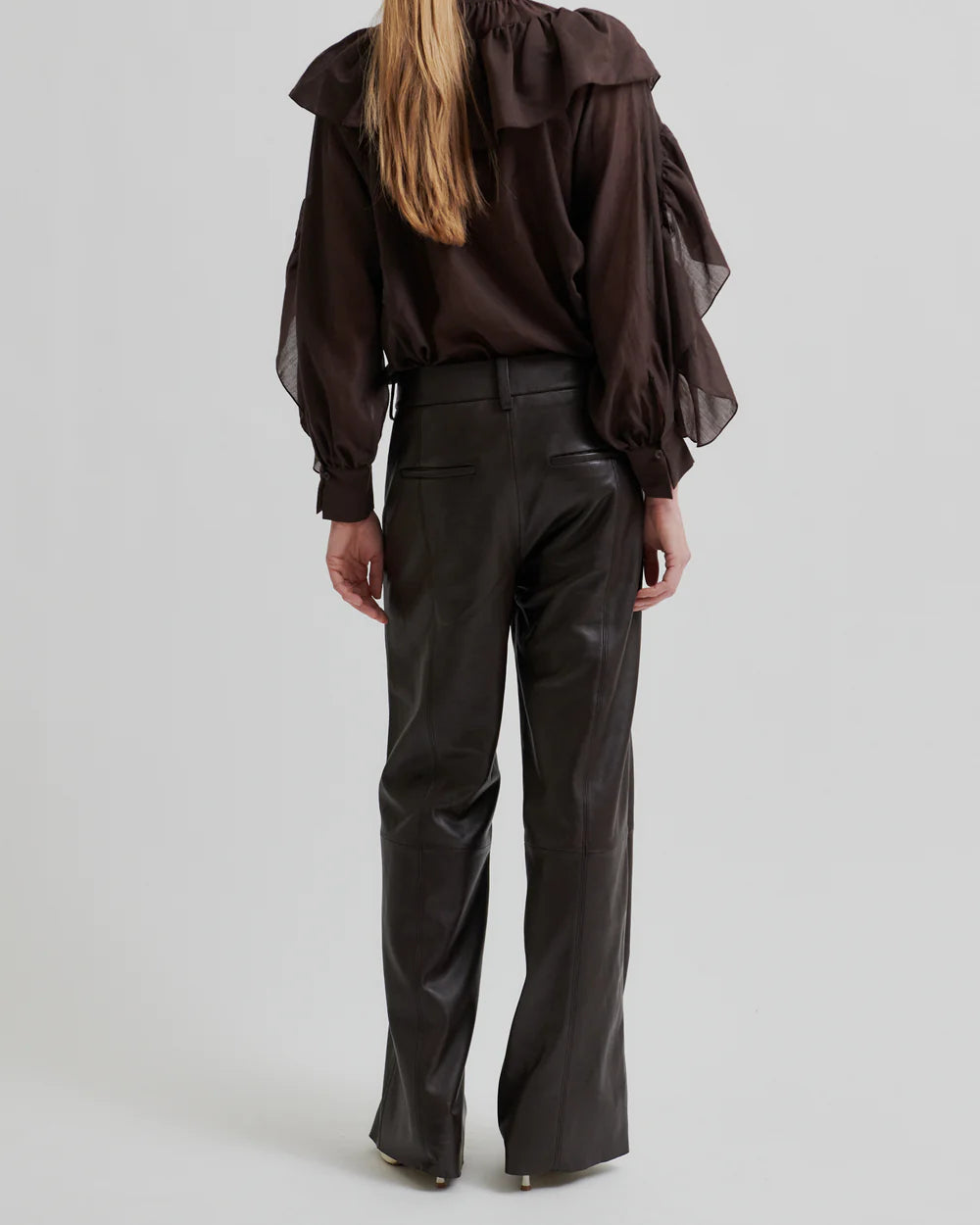 Second Female Letho Leather Straight Trousers Broeken