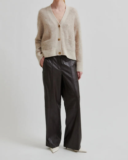 Second Female Letho Leather Straight Trousers Broeken