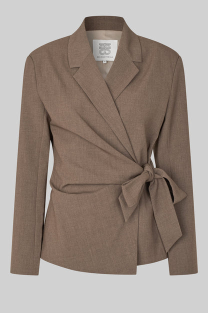 Second Female Dakota Wrap Blazer Mid Brown Melange Blazers & Jasjes