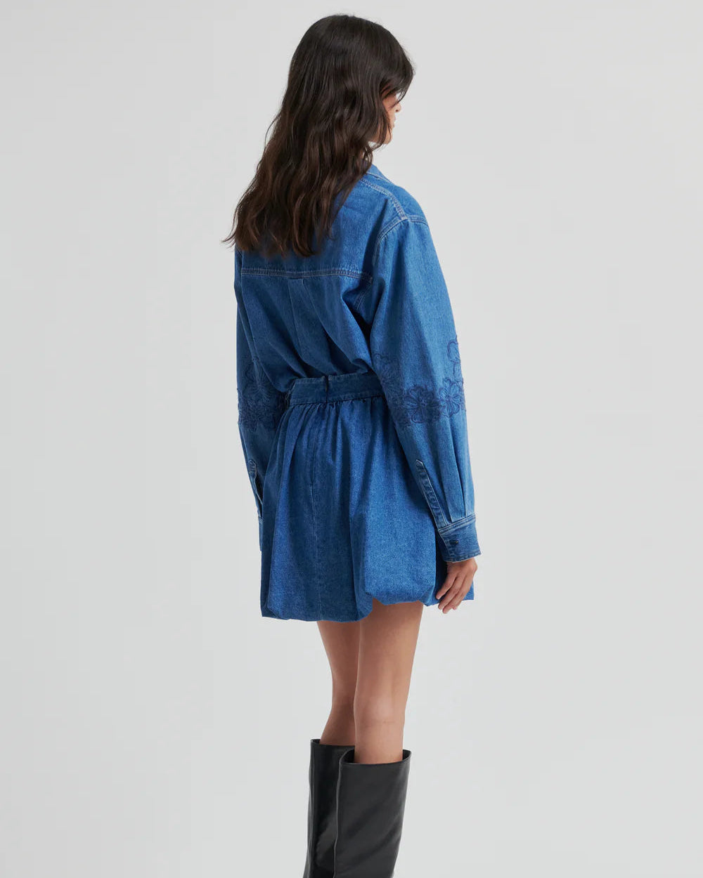 Second Female Cornelia Denim Mini Balloon Skirt Rokken