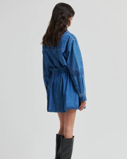 Second Female Cornelia Denim Mini Balloon Skirt Rokken