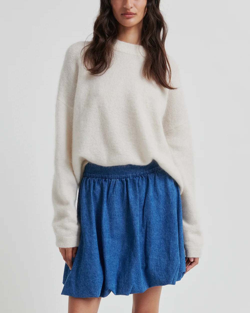 Second Female Cornelia Denim Mini Balloon Skirt Rokken