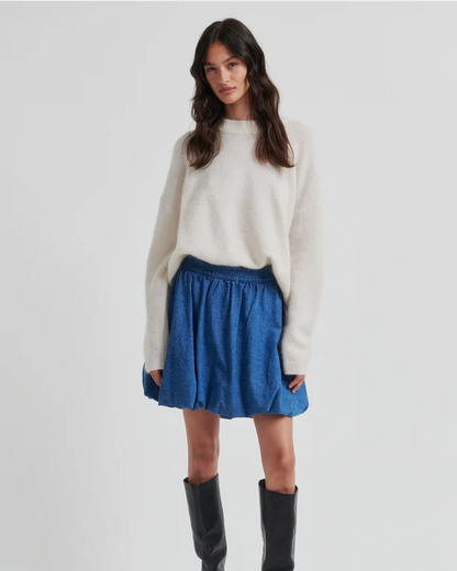 Second Female Cornelia Denim Mini Balloon Skirt Rokken