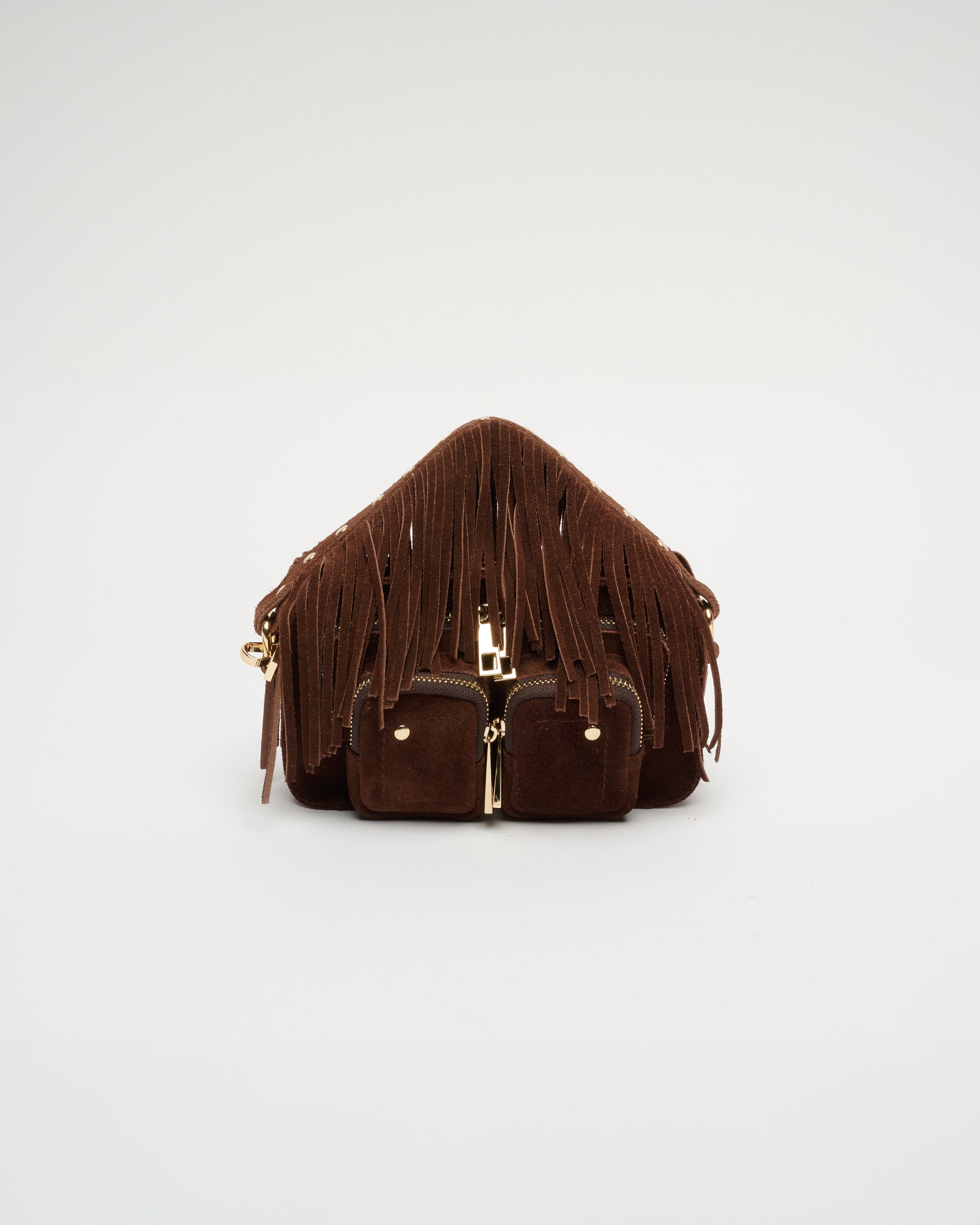 Núnoo Helena Fringe Suede Dark Brown w. Gold Tassen
