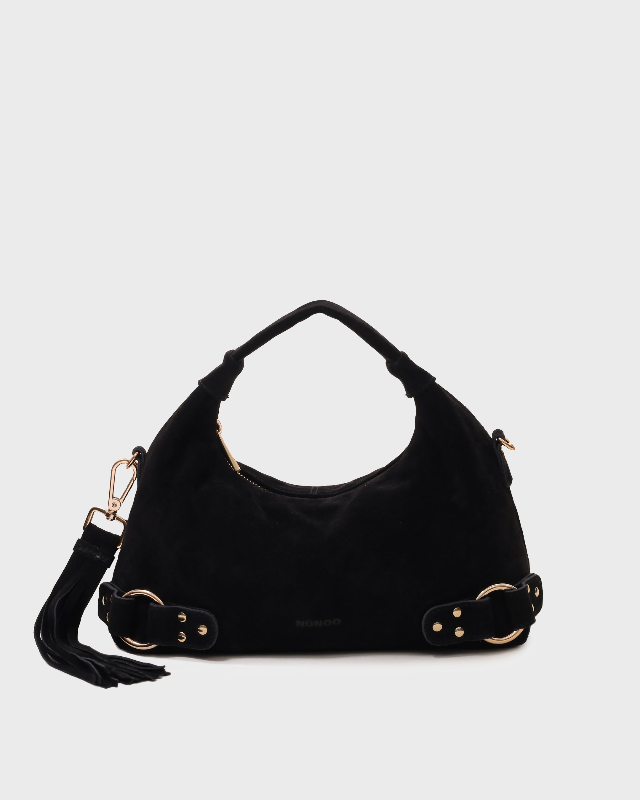 Núnoo Dandy Fringe Suede Black w. Gold Tassen