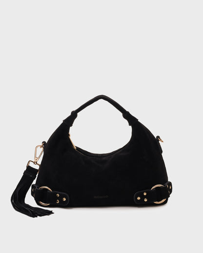 Núnoo Dandy Fringe Suede Black w. Gold Tassen