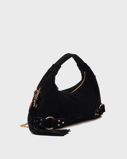 Núnoo Dandy Fringe Suede Black w. Gold Tassen